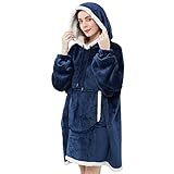 Viviland Pullover Damen Pullover Herren Hoodie Sweatshirt, großer und warmer Hausanzug für Erwachsene, Dunkelblau