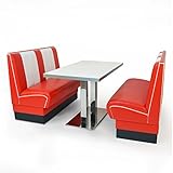 möbelland24 American Diner Set Viber 2X Sitzbank 120cm + Diner Tisch