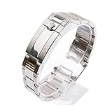 REFKIT Uhrenarmband für Rolex SUBMARINER und DAYTONA, Edelstahl Arc Edge, Herrenuhrenarmband, 20mm mit Logo, Silber
