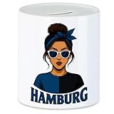 Hey!Print Hamburg Spardose Fan Geschenk Frauen Blau Schwarz
