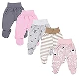 TupTam Baby Unisex Hose mit Fuß Bunte 5er Pack, Farbe: Mädchen 6, Größe: 56