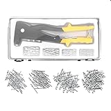 Yuhtech Blindnietzange Set, Gelb Professionelle Blindnietzange mit 100 Stück Nieten 2.4mm 3.2mm 4.0mm 4.8mm Manuelle Nietpistolen Hand Riveter Set