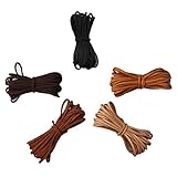 nuoshen 5 Rolle Lederband, 2.5mmx10m Lederschnur Faux Wildleder Schnur Leder Schnur in 5 Farben für DIY Halskette Armband Perlen Schmuck