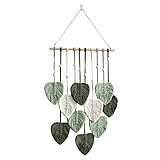 EXQUILEG Makramee Wandbehang Handgemacht Wohnungs Dekorationen Boho Makramee Wandteppich Gewebte Wandbehang Blatt Feder Wanddeko (Armeegrün)