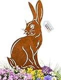 Terma Stahldesign Rost Gartenstecker Osterhase Handmade Germany Osterdeko für draußen und drinnen Gartendeko Frühling Rost Metall, Deko Ostern Hase