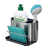 Spülbecken Organizer, Spülorganizer, Edelstahl Ordnungshelfer für das Spülbecken, Spülbecken-Caddy mit viel Stauraum, Waschbecken Organizer Kitchen für Spülbürsten, Lappen & Schwämme - Sink Caddy