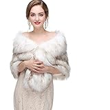 CanB Damen 1920er-pelz-schal-brauthochzeits-pelz-wraps und boleroshrug faux mink stole 59 zolles14.2zolles weiß