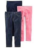 Simple Joys by Carter's Mädchen Leggings, 3er-Pack, Marineblau/Rosa/Jeans, 3 Jahre
