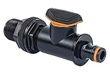 GASMIS Tankdurchführung mit Absperrhahn, Außengewinde 26,44mm, 3/4" xQuick Connector, Regentonnendurchführung, Regenfass, Wassertonnen, 1 Stück