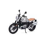 Bauer Spielwaren Maisto BMW R nineT Scrambler: Originalgetreues Motorradmodell, Maßstab 1:12, mit Federung und ausklappbarem Seitenständer, 17 cm, grau (5-18834)
