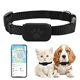 FLITI GPS Tracker Katze, Wasserdicht Bluetooth Haustier Locator, GPS Ortung mit verstellbarem Halsband, Lange Batterielaufzeit, Kompatibel mit iOS und Android, ohne ABO, für Hunde & Katzen (schwarz)