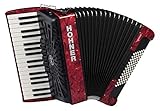 Hohner Bravo III 72 SilentKey Akkordeon (schönes Akkorden mit 34 Piano-Tasten, 4 Standardbass Chöre, 72 Standardbässe, inkl. Trageriemen und Gigbag) Rot