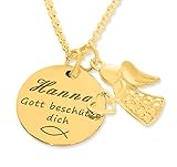 Namenskette aus 333 Gold mit Gravur Schmuck mit Engel Taufkette mit Namen Schutzengel Taufschmuck Mädchen Engelchen Taufketterl | HANDMADE IN GERMANY