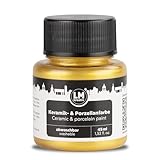 LM-Kreativ Keramik- und Porzellanfarbe, 45 ml, Metallic-Gold, spülmaschinenfest, Glasfarbe, ideal zum Bemalen von Tassen und kreativen Projekten