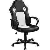 Yaheetech Racing Gaming Stuhl Schreibtischstuhl Bürostuhl Chefsessel Drehstuhl Sportsitz, Ergonomisch, belastbar bis 150 kg, höhenverstellbar, gepolsterte Armlehnen, Wippfunktion, Kunstleder