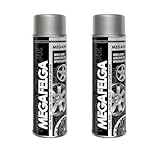 Megafelga Alufelgen-Acryl-Sprühfarbe, 500 ml, repariert die Felgen, Motorrad, Sport, Auto, schnelltrocknend, beständig (silberfarbener Satin).