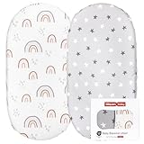 GLLQUEN BABY Bettlaken Spannbettlaken für Babybett 2 Pack ,Matratzenschoner für Laufgitter, Oeko-tex100 Moseskorb Stubenwagen Baby Spannbetttuch Bezug, Kinderwagen Matratzenbezug für Neugeborenes