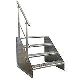 4 Stufen Standtreppe Stahltreppe freistehend Breite 70cm Höhe 84cm verzinkt einseitiges Geländer