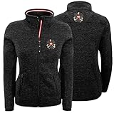 Hoamatkult Österreich Kultjacke Ohne Kapuze Damen - Das Original - Adler Strickfleece Jacke Mit Stick - Glitzer Edition (Medium, Schwarz)