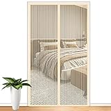 Beige Magnet Fliegengitter Tür 110x220cm Magnetvorhang Fliegennetz Moskitonetz, Automatisches Schließen, Magnetischer Anti-Moskito-Vorhang für Balkontür Terrassentür und Kellertür