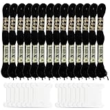 14 Stücke Schwarze Stickgarne mit 14 Spulen, Stickerei Stickseide Schwarzes Kreuz Stichgarn Baumwolle Handarbei Fäden Nähen Basteln Fäden zum Stricken, Stickerei Nähen Projekte