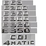 WWFAN Chrom-Kofferraumbuchstaben Abzeichen Emblem Embleme for Mercedes Benz E43 E53 E55 E63 AMG E200 E250 E300 E320 E350 E400 E180 4MATIC CDI (Color : 4MATIC)