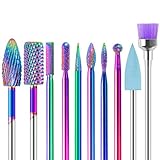 SPTHTHHPY 10 Stück Wolframlegierung Nagelfräser Gelnägel Zubehör Professioneller Nagelfräser Aufsätze Entfernen Gel Acryl Nagelhaut Fräser Bits Set für Maniküre Pediküre Großes Geschenk