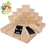 NETUME 24 Stück Schmuck Karton Box Klein, Braun Karton für Schmuck mit Deckel Schmuckbox Pappe Karton Box Geschenk Boxen Karton Klein, Schmuckverpackung Klein Karton Schmuckstuck Set Box, 8×5×3cm