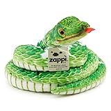 Zappi Co Kinder Gefülltes Weiches Kuscheliges Plüsch-Schlangenspielzeug - Teil der Safari-Tierkollektion, perfekt für Kinder (180 cm Länge) (Grüner Baumpython)