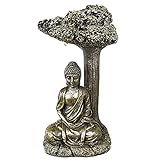 HAC24 Solar LED Dekofigur Buddha Statue mit Baum Garten Solarleuchte Gartenfigur Solarlicht Solarlampe Deko Figur Gartendeko Gartenleuchte