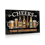 Putuo Decor Lustiges Barschild, Männerhöhle Dekoration, 20x30 cm Cheers Aluminium Metallschild