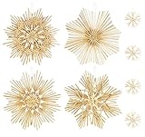 Anstore 8-teiliges Strohsterne Set - Große Strohsterne Christbaumschmuck - Natürlicher Stroh-Anhänger für den Weihnachtsbaum Weihnachtsdekoration - Ø ca 20 cm 6cm