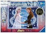 Ravensburger Kinderpuzzle - 12952 Bezaubernde Schwestern - Disney Frozen Puzzle für Kinder ab 8 Jahren, mit 200 Teilen im XXL-Format, Leuchtet im Dunkeln