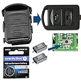 Repair Reparatur Satz Gehäuse Funkschlüssel Fernbedienung Autoschlüssel Gehäuse 2X Mikrotaster 1x CR2032 Batterie kompatibel mit Opel Corsa C 00-06 Meriva A 03-10 Tigra B 04-09 Combo C 01-11