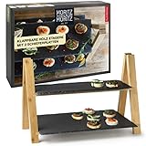 Moritz & Moritz Schiefer Etagere 2 Ebenen - 35 x 25 x 28 cm - Schieferplatte zum Anrichten und Servieren von Snacks