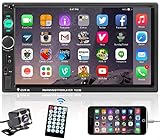 Podofo Autoradio Bluetooth Doppel Din 7 Zoll Bildschirm Autoradio mit Freisprecheinrichtung RüCkfahrkamera Car Radio Touchscreen USB/FM/BT