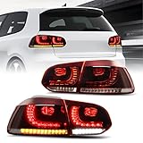Eulifeled LED Rückleuchten für Golf 6 MK6 VI TSI TDI GTD R 2008-2013 Heckleuchten, Mit E-Prüfzeichen, Blinker-Rückfahrscheinwerfer (Rücklichter nicht für GTI/Variant/Cabriolet) (Rot und Weiß)