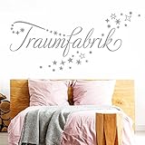 Grandora Wandtattoo Traumfabrik + Sternenschweif I Silbergrau (BxH) 120 x 44 cm I Schlafzimmer Kinderzimmer Sticker Aufkleber Wandaufkleber Wandsticker Sterne W708