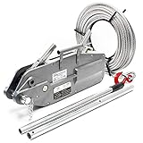 Wiltec Seilzug bis 3200 kg Seilwinde mit 20 m Seil, Handseilwinde mit Ø 16 mm Stahl-Seil, Forstseilwinde mit Abscherstift, Handseilzug mit Lasthaken