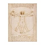 Kunstdruck Poster - Leonardo da Vinci Vitruvianischer Mensch 30x40 cm ca. A3 - Alte Meister Bild ohne Rahmen