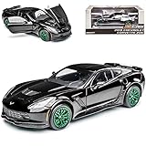 Chevrolet Corvette ZR1 C7 Z06 Coupe Schwarz gruene Felgen Modell 2013-2019 Version 2019 1/24 Greenlight Modell Auto