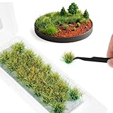Xthrotsenk Graskopf Modellbau Gras Grasbüschel Pflanzen Modell Tiefland-Sträucher Kunstrasen Miniatur-Gelände Buschige Büschel für DIY-Sandgelände, Eisenbahn, Spielszenerie (Herbstgrün)