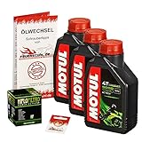 Motul 10W-40 Öl + HiFlo Ölfilter für Kawasaki ZX12R Ninja, 00-06, ZXT20A - Ölwechselset inkl. Motoröl, Filter, Dichtring