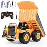 Ferngesteuerter Muldenkipper, ferngesteuertes Baufahrzeug für Kinder mit-Metallbett-Lichtton und wiederaufladbarer, RC Kipper Kipplaster Spielzeug Baustellenfahrzeug, Kipper Dumper Geeignet für Kinder