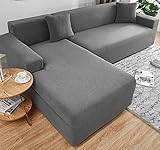 ZZDXW Sofa Überzug Sofabezug L U Form Grau Braun Rechts Links Couchbezug Sofahusse L-förmiges Sofa Couch Hussen 1 2 3 4 Sitzer Ecksofa Stretch Eckcouch L-vormig Bezug L-Förmige Sofabezüge