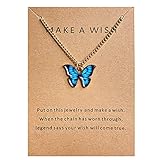 wojonifuiliy Bohemiankette Schmetterling Damen Modeschmuck, Necklace Women Charme Vintage Tierkette Anhänger Schlüsselbein Kette Halsketten Kragen für Frauen, Halskette Damen mit Anhänger (A1-BU)