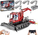Auforua Technik Pistenraupe Ferngesteuert, 1100 Teile Weihnachten Klemmbausteine Motorisierter Schneepflug LKW Set, Technik Pistenraupe mit Power Functions Set