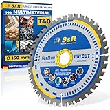 S&R Kreissägeblatt 150 x 20 mm FWF-Design, 40 Wolframkarbid HW Zähne, Universal Multicut Sägeblatt für Holz, 4 mm Baustahl, NE-Metalle, Kunststoff, Aluminium, Mehrzweck-Sägeblatt