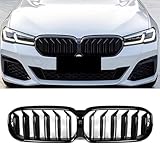 Gangying G30 Kühlergrill, G31 Nieren Schwarz passend für BMW 5er G30 G31 LCI Facelift Grill Nieren Schwarz Doppellamellen schwarz glänzende Grills 2021 2022 2023