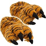 alles-meine.de GmbH Plüsch Hausschuhe Design & Größe wählbar z.B. Tiger Pfote - Größe 20-47 EU schön warm Kuschel - für Kinder & Erwachsene - ABS Sohle rutschfest - P..